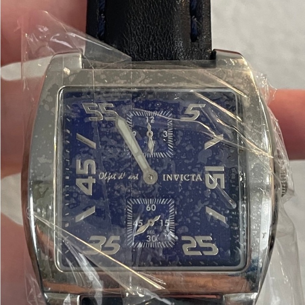 Invicta Black Leather Strap with Blue Accent